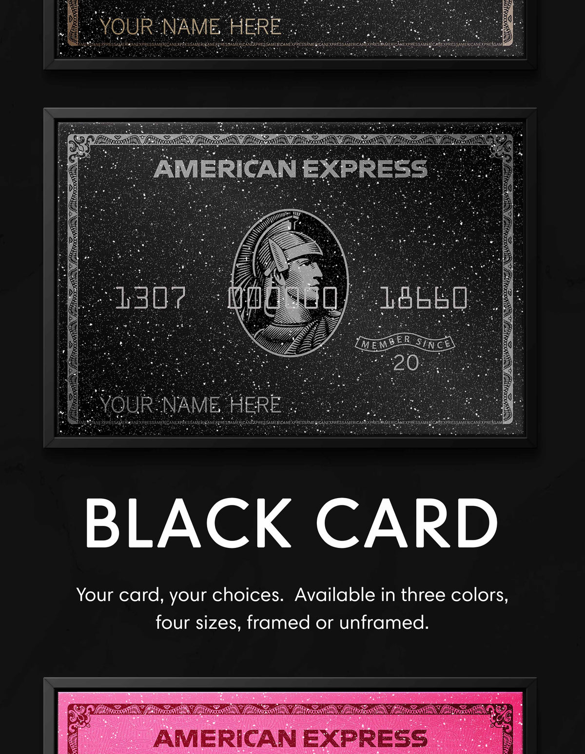 Black Amex diamond dusted custom canvas wall art
