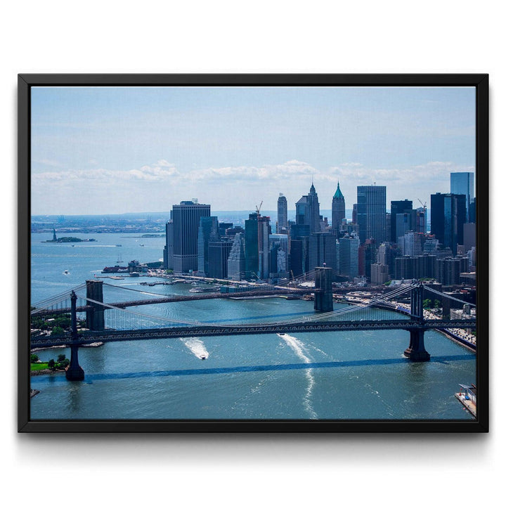 Blue &amp; White Bridges framed canvas art by The BLK Gallery