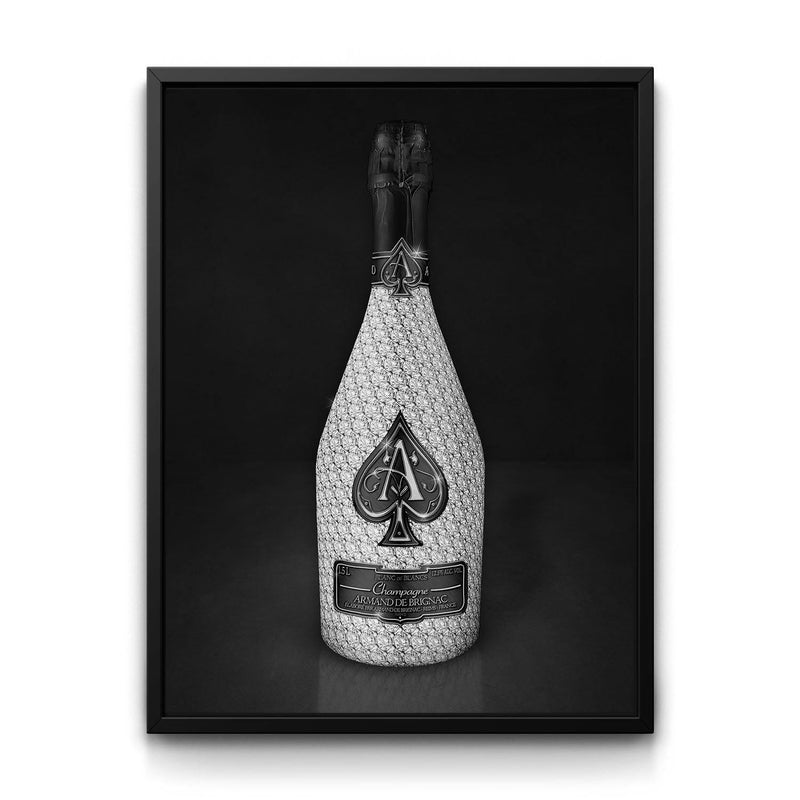 Diamond Ace of Spades Blanc framed canvas art by The BLK Gallery