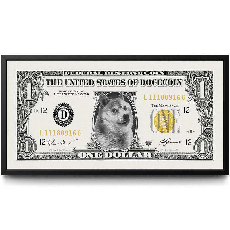 Doge Dollar framed canvas art by The BLK Gallery