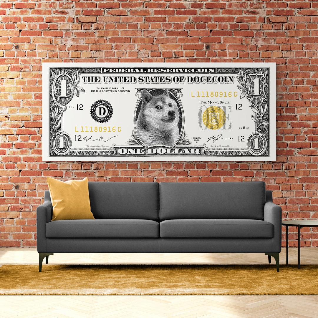 Doge Dollar framed canvas art by The BLK Gallery