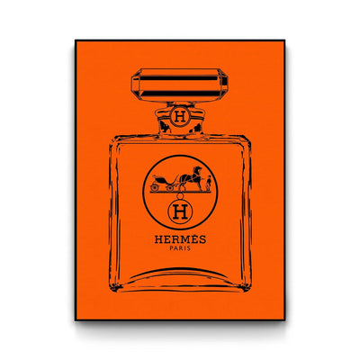 Hermès Bottle - Black framed canvas art by The BLK Gallery