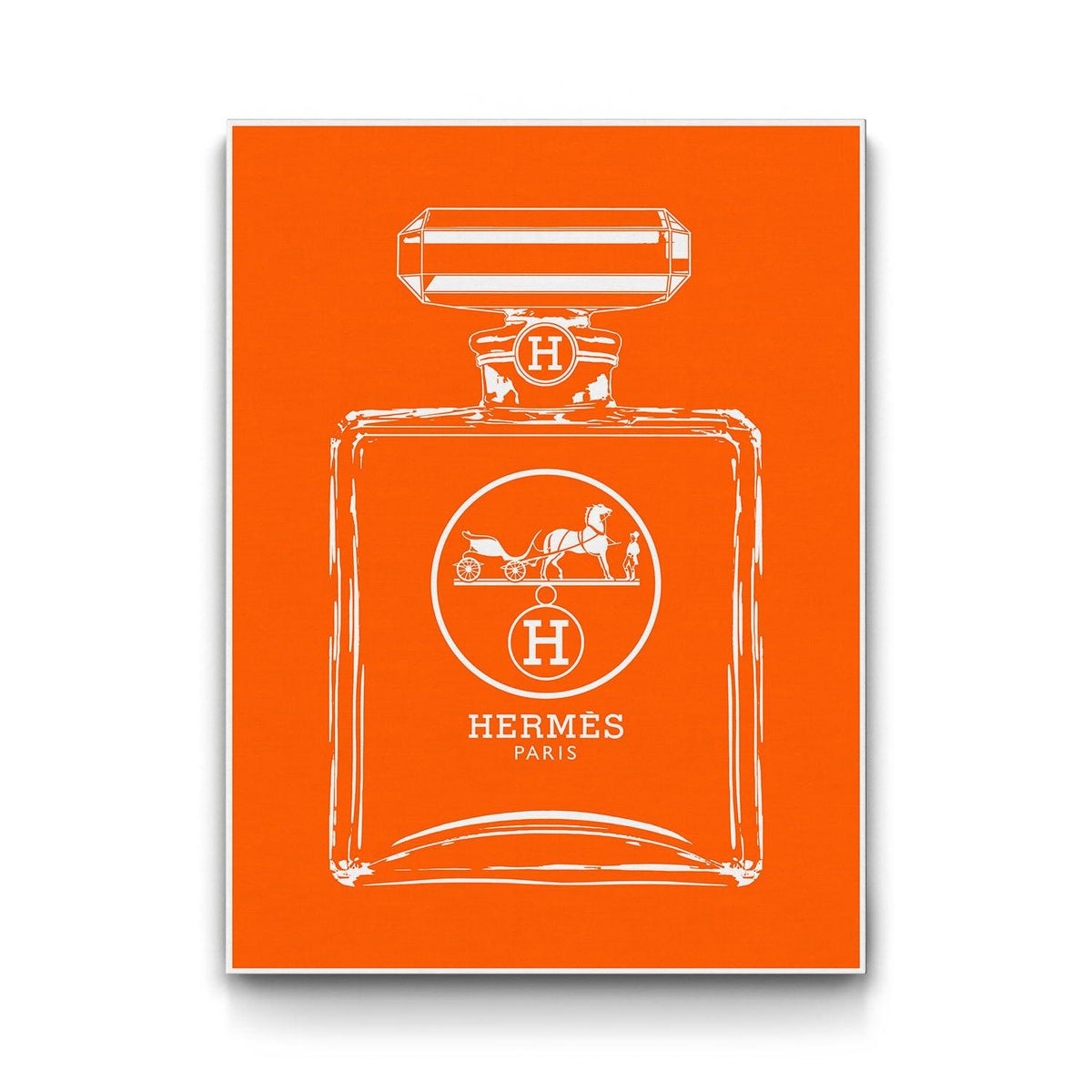 Hermès Bottle - White framed canvas art by The BLK Gallery