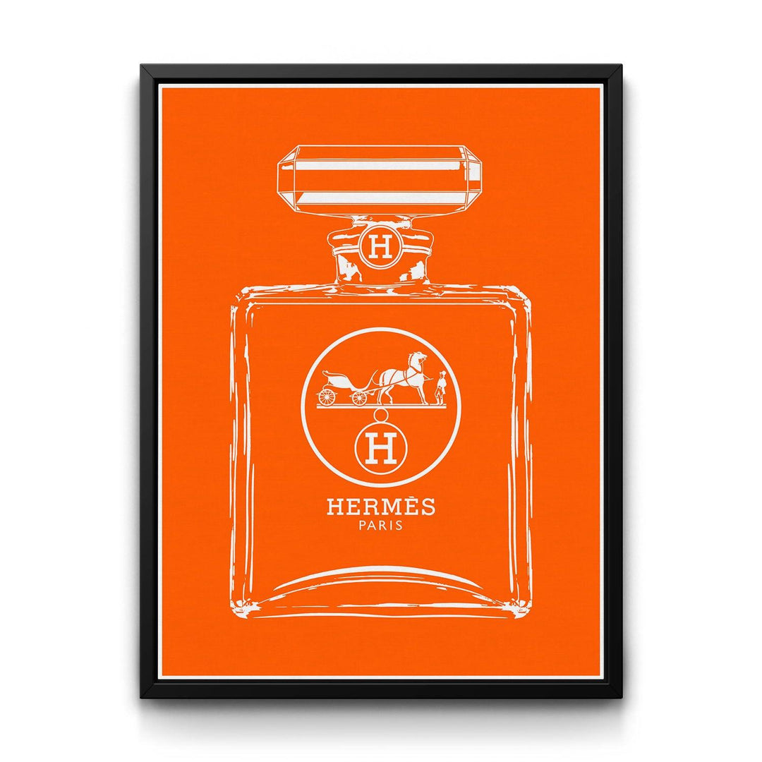 Hermès Bottle - White framed canvas art by The BLK Gallery
