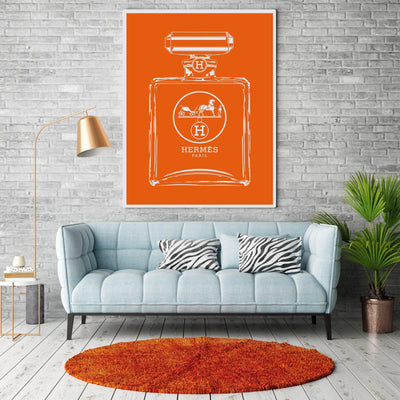 Hermès Bottle - White framed canvas art by The BLK Gallery