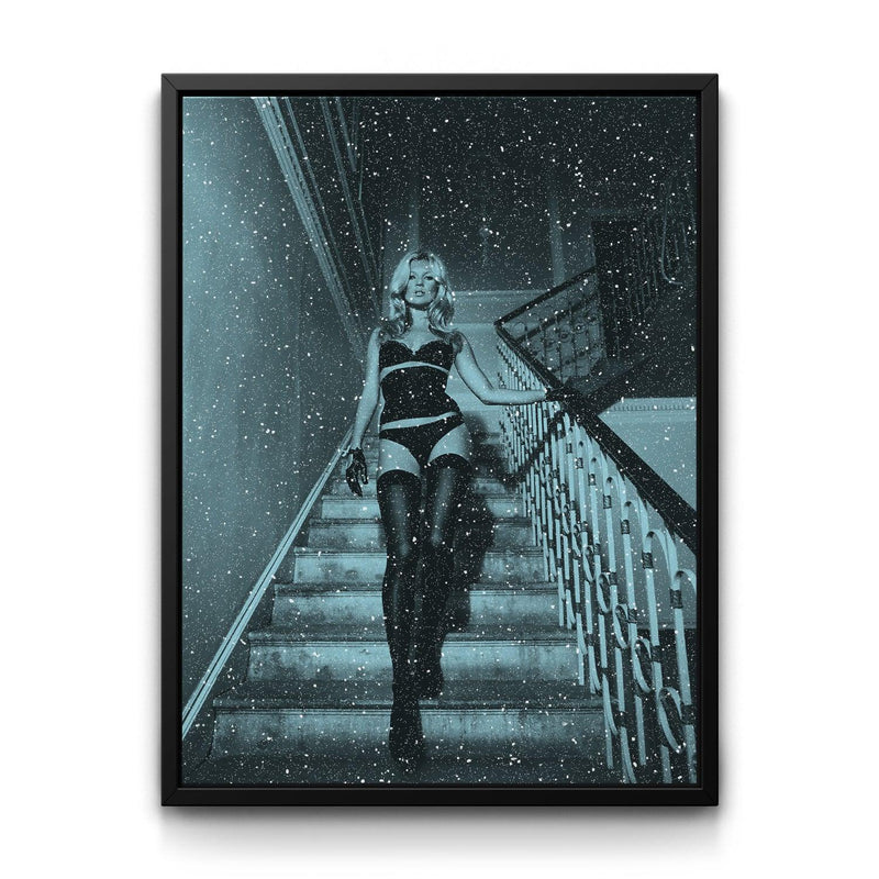 Kate Moss - Pale Bleau framed canvas art by The BLK Gallery