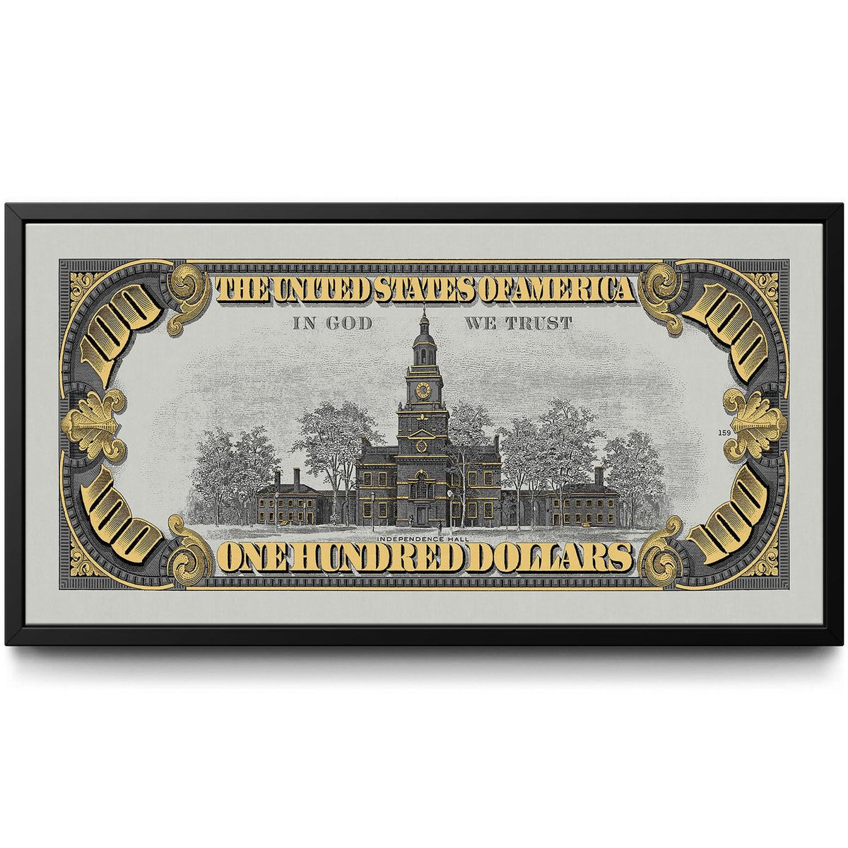 Old Benjamin Grey & Gold 2 framed canvas art by The BLK Gallery