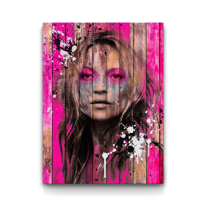 Wooden Kate Moss framed canvas art by The BLK Gallery