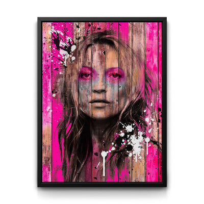 Wooden Kate Moss framed canvas art by The BLK Gallery